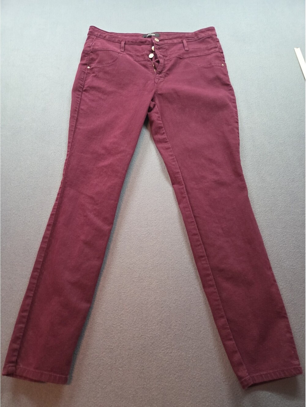 women's burgundy denim hi-waist super skinny pants by Refuge size 14